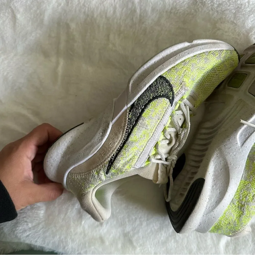 Nike Women's SuperRep Go 3 Flyknit Sneakers Neon Yellow White Size 7
